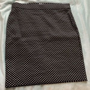 Elle Brand Black Polka Dot Pencil Skirt, Large